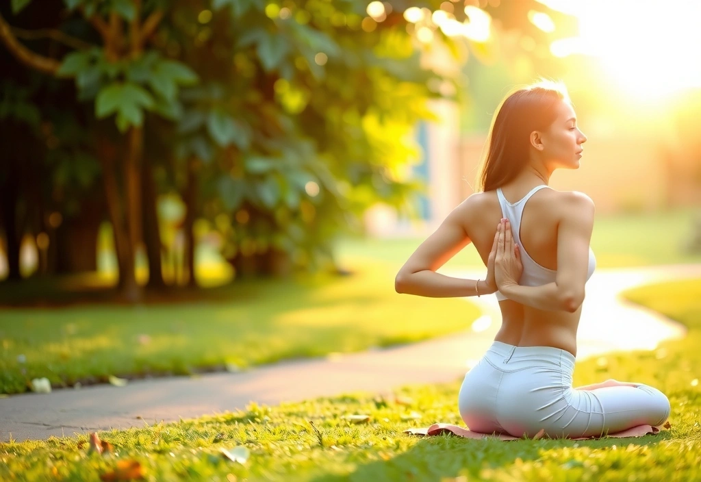 A tranquil scene of a person practicing yoga, symbolizing mindful living and vitality.