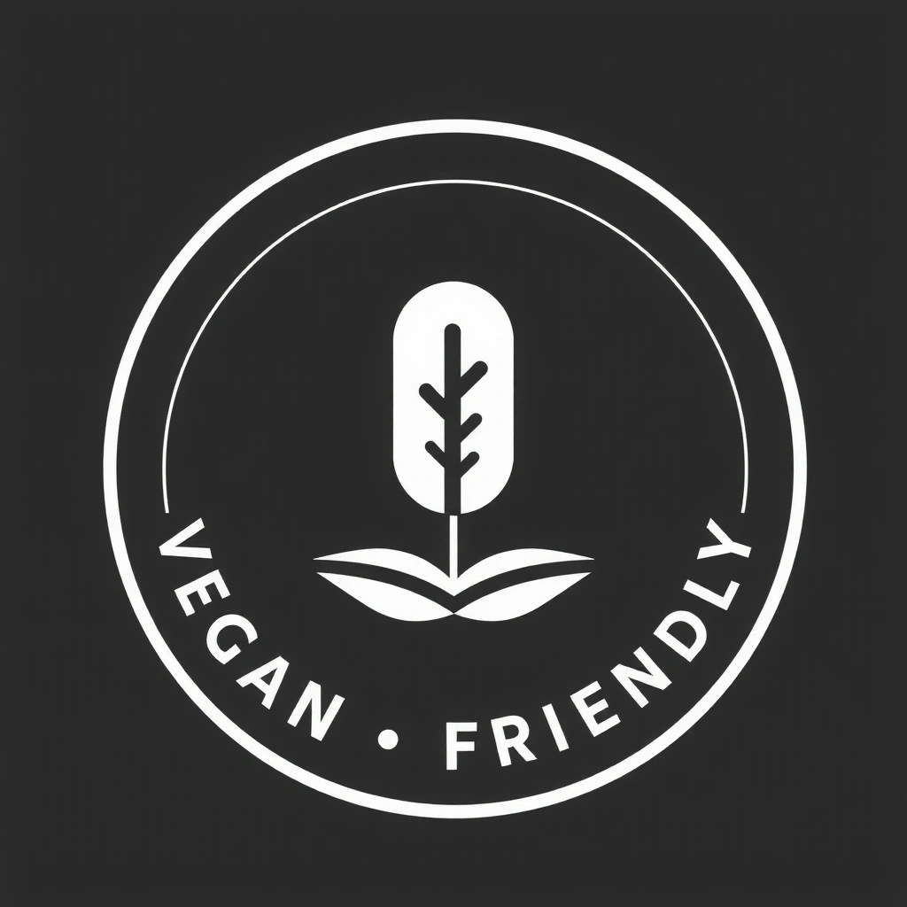 Vegan Friendly badge with a plant icon