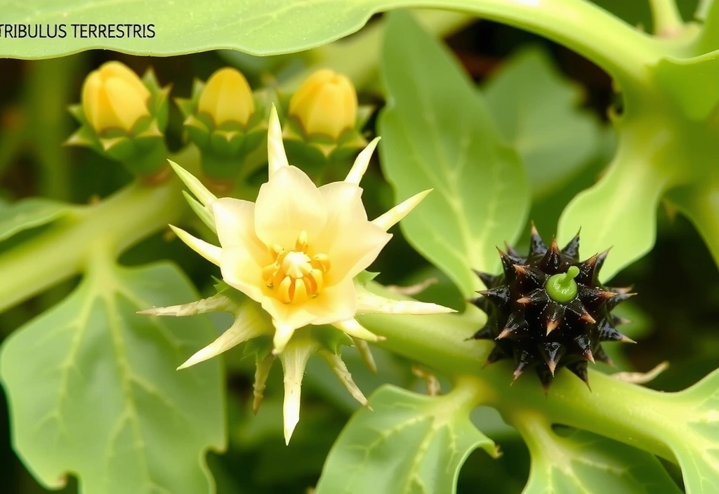 Tribulus Terrestris plant with thorns and fruit